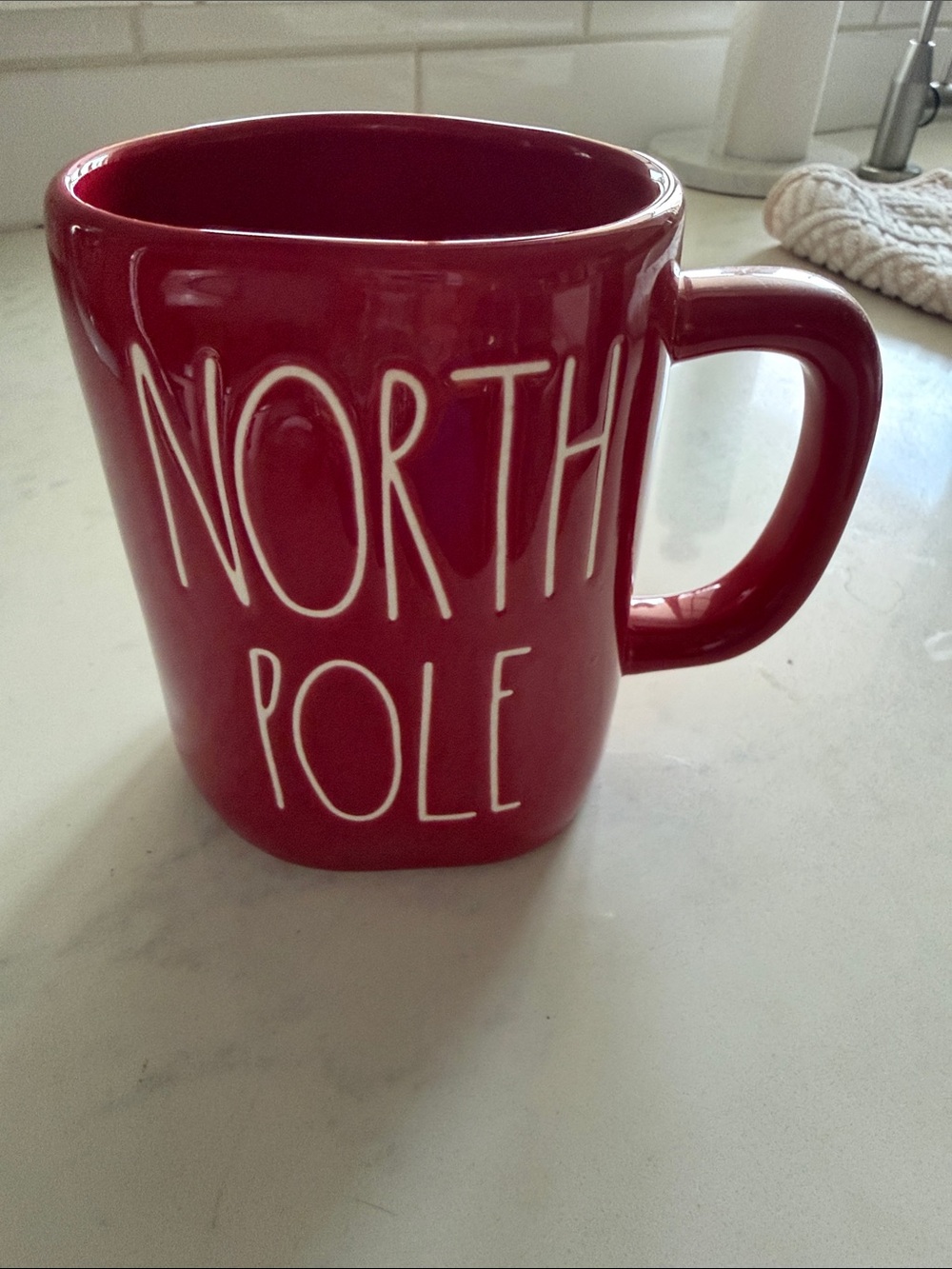 Red "North Pole" Ceramic Mug - Rae dunn magenta